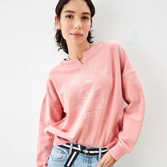 American Eagle | Women’s Super Soft Notch Neck Sweatshirt | Small - Picture 4 of 7
